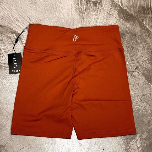 Lahana Active Womens Orange Archer Biker Short Large Athleisure NWT - Picture 2 of 3